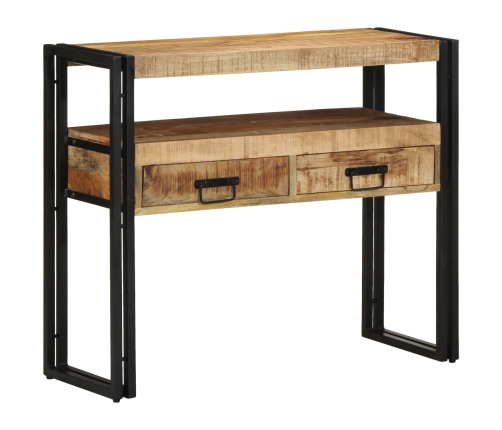 Mesas Auxiliares  Negras 90x33x75 cm de Madera Maciza de Mango y Metal