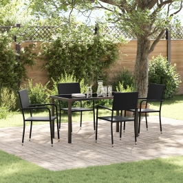 Set de Comedor Jardín  5 Piezas Negro Poliratán