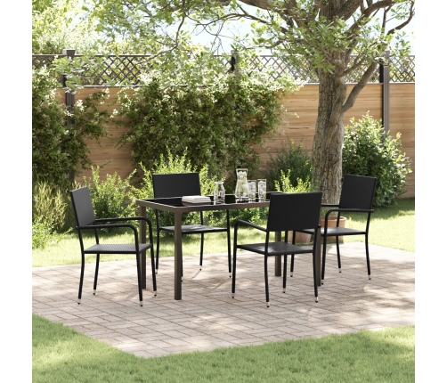 Set de Comedor Jardín  5 Piezas Negro Poliratán