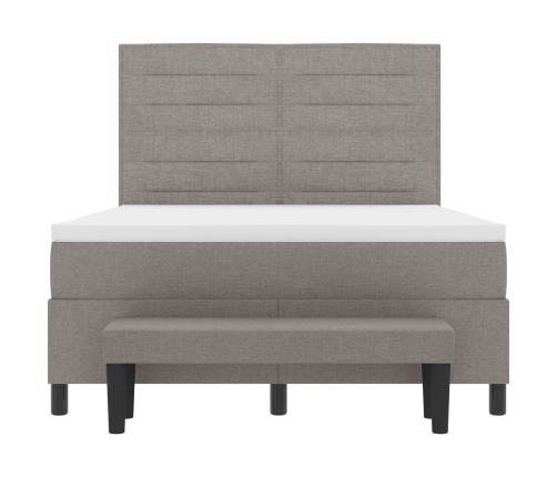 Cama con somier  con colchón y banco taupe 140x200 cm tela