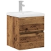 Gabinete de lavabo  con lavabo integrado Madera negra madera compuesta, Gabinete de lavabo  Madera vieja 41x38,5x45 cm Madera compuesta