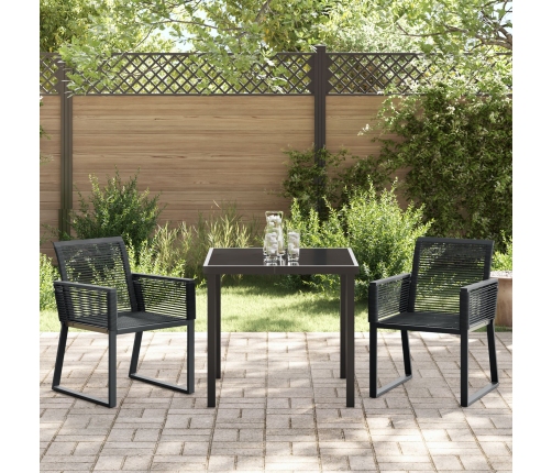 Juego de Comedor de Jardín de 3 Piezas  Negro Poliratán