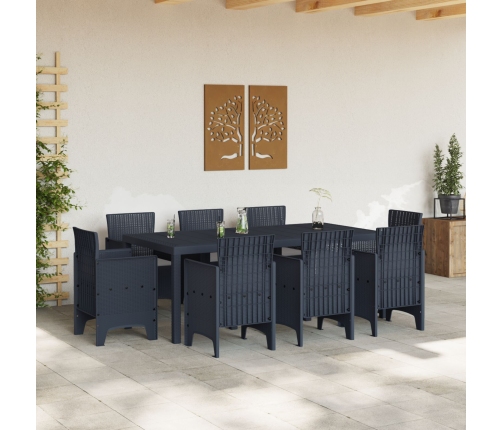 Juego de Comedor de Jardín de 9 Piezas con Cojines Anthracite Poliratan