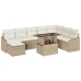 Conjunto de Sofás de Jardín de 9 Piezas con Cojines Beige de Poliratán