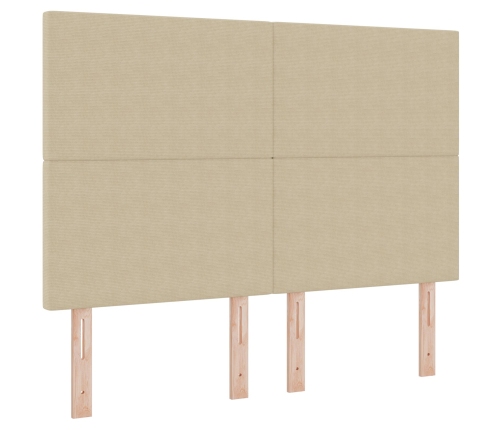 Cama con base tapizada  con colchón y luz LED verde gris 160x200 cm tela de corduroy