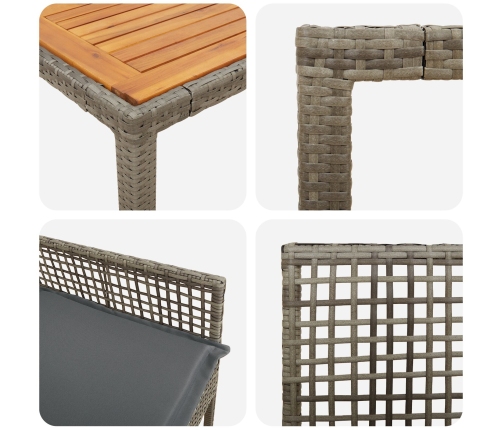 Conjunto de Comedor de Jardín  de 5 Piezas con Cojines Gris Poliratán