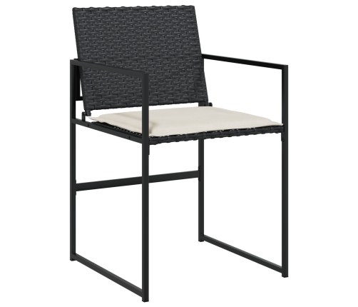 Conjunto de Comedor de Jardín  de 9 Piezas con Cojines Negro Poliratán