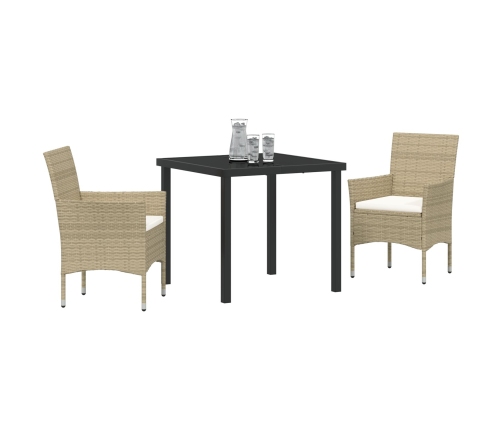 Set de Comedor de Jardín  3 Piezas Beige Ratán Sintético