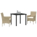 Set de Comedor de Jardín  3 Piezas Beige Ratán Sintético