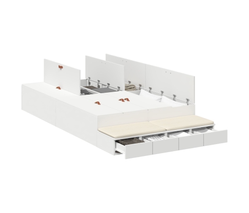 Cama con Almacenamiento  Blanca Madera Elaborada 120 x 190 cm
