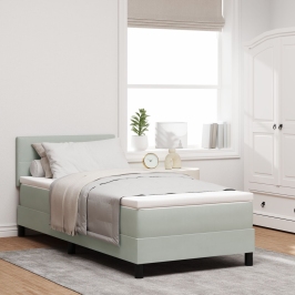 Cama con Somier  con Colchón Gris Claro 100x200 cm Terciopelo