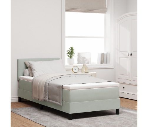 Cama con Somier  con Colchón Gris Claro 100x200 cm Terciopelo
