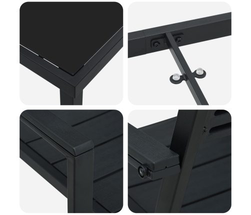 Juego de Comedor de Jardín de 5 Piezas Negro HDPE