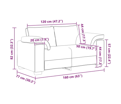 Sofá loveseat  Verde Oscuro 120 cm Tela
