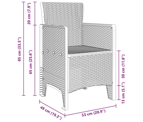 Silla de Jardín  Juego de 4 Blanco Poliratán Estándar Ligero