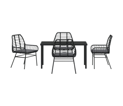 Juego de comedor de jardín  de 5 piezas con cojines negro de poliratán