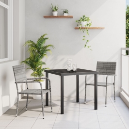 Set de Comedor de Jardín  de 3 Piezas Gris Poliratán