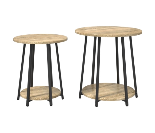 Mesa auxiliar  de 2 piezas en madera de roble sonoma y metal