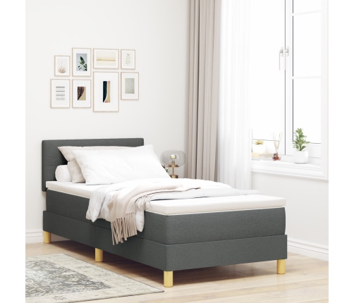 Cama con Box Spring  y colchón gris oscuro 100x200 cm Tela