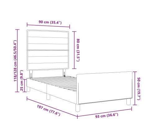 Estructura de cama de tela negra  90x190 cm