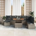 Conjunto de Comedor de Jardín de 9 Piezas con Cojines Gris de Ratán Poliéster