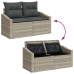 Conjunto de comedor de jardín de 8 piezas con almohadas ratán sintético gris claro