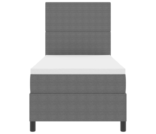 Cama con Resorte  con Colchón y Luz LED Gris 90x200 cm Tela de Corduroy