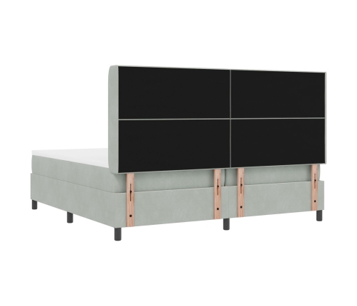 Cama con Box Spring y Colchón  Gris Claro 200x200 cm Terciopelo