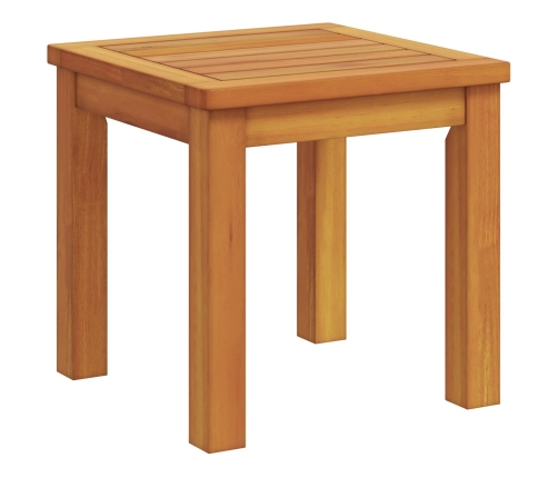 Tumbona con Mesa y Cojín de Madera Sólida de Acacia,  Tumbona con Cojines Crema de Madera Sólida de Acacia,  Mesa Lateral de Jardín 35x35x34 cm de Madera Sólida de Acacia