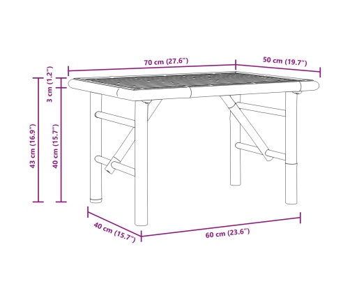 Mesa de Café  70x40x36 cm de Bambú