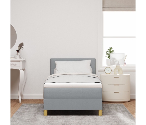 Cama Box Spring  con colchón gris claro 90x200 cm tela