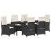 Set de Comedor de Jardín de 7 Piezas con Cojines Rattan Negro