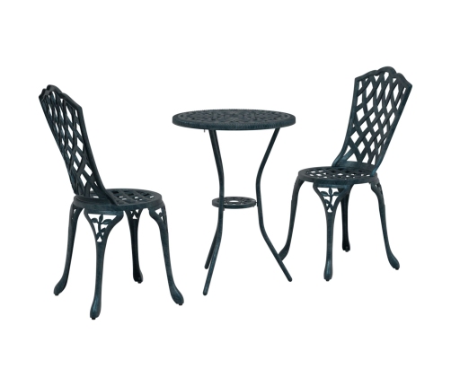Conjunto de bistro de jardín de 3 piezas  Verde de aluminio fundido