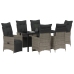 Set de Comedor de Jardín de 7 Piezas con Cojines Gris Polirratán