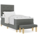 Cama con Sommier y Banco Gris Oscuro 100x200 cm Tela