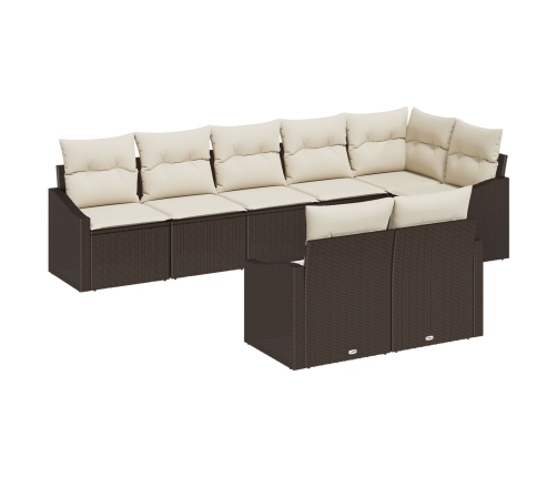 Conjunto de Sofá de Jardín  Set de 8 Piezas Crema, Marrón