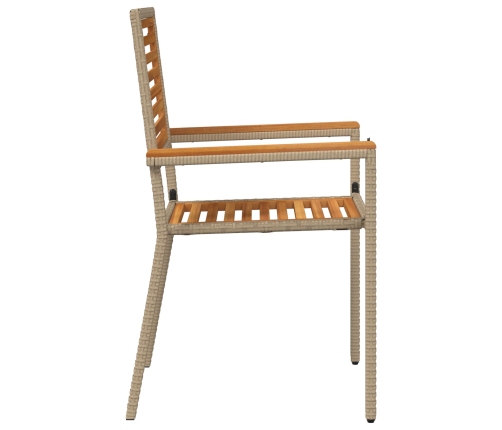 Sillas de jardín apilables  con cojines 2 pcs Beige Polirratan