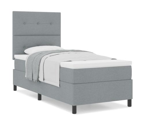 Cama con box spring  con colchón gris claro 90x200 cm tela