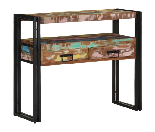 Mesas Auxiliares  Multicolor 90x33x75 cm de Madera Sólida Recuperada y Metal