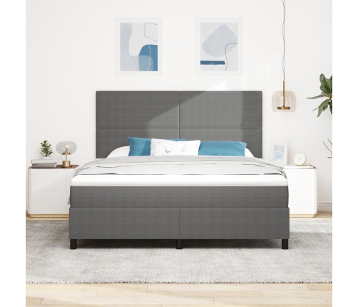 Cama Box Spring  con Colchón Gris Claro Súper King Tela de Pana