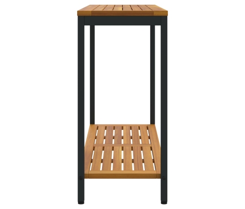 Mesa de Exterior  Natural y Negra 35x110x75 cm de Madera Sólida y Acero