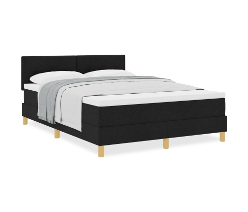 Cama con Somier  con Colchón Negro 160x200 cm Tela