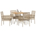 Conjunto de Comedor de Jardín  de 5 Piezas con Cojines Beige Polirratán