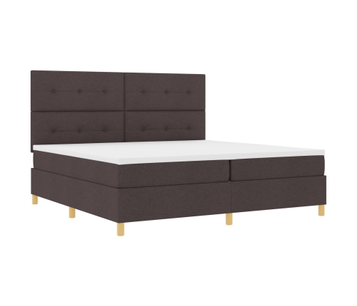 Cama con Box Spring  Marrón Oscuro 200x200 cm Tela