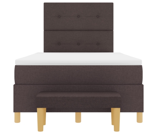 Cama Box Spring  con colchón y banco marrón oscuro 120x200 cm de tela