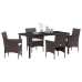 Conjunto de Comedor de Jardín  de 5 Piezas Marrón Poliratán