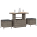 Conjunto de Comedor de Jardín de 3 Piezas con Cojines Gris en Poliratán y Acacia