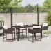 Set de Comedor de Jardín de 5 Piezas con Cojines Marrón Ratán Polímero