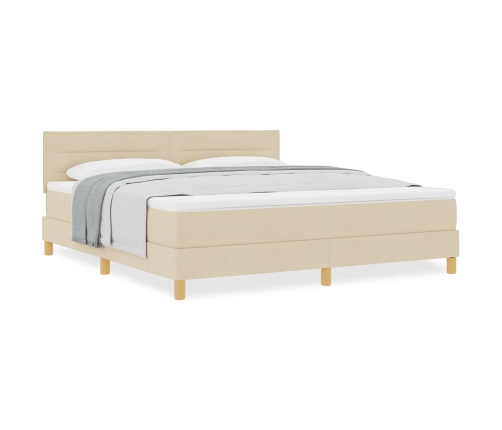 Cama con Box Spring  con Colchón Crema 180x200 cm Tela