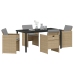 Set de Comedor de Jardín de 5 Piezas con Cojines Beige Poliratán
